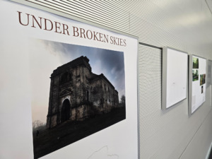 Bilder an einer Wand gerahmt.